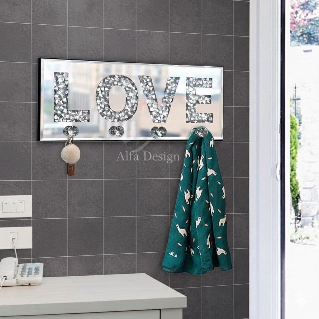 LOVE Letter Crush Diamond Mirrored Key Holder