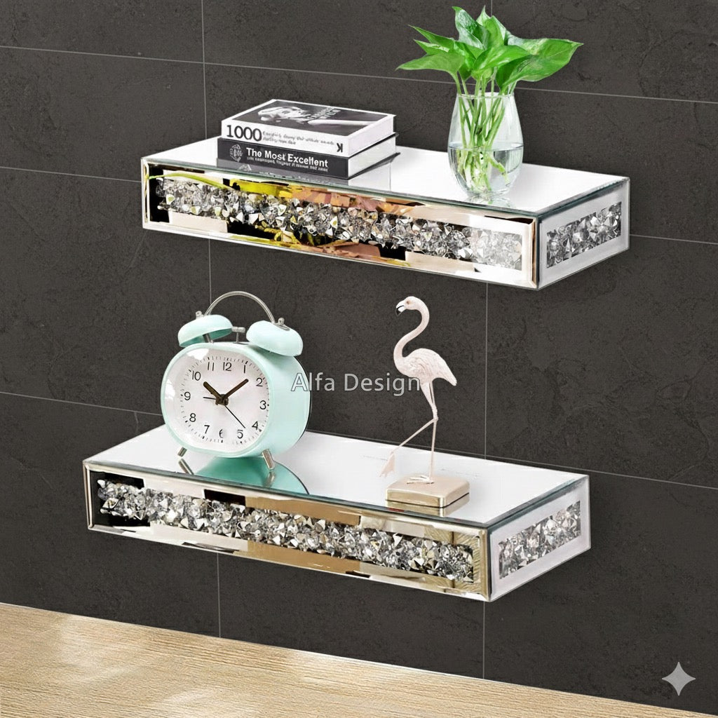 Mirrored Floating Shelves Wall Mounted set of 2