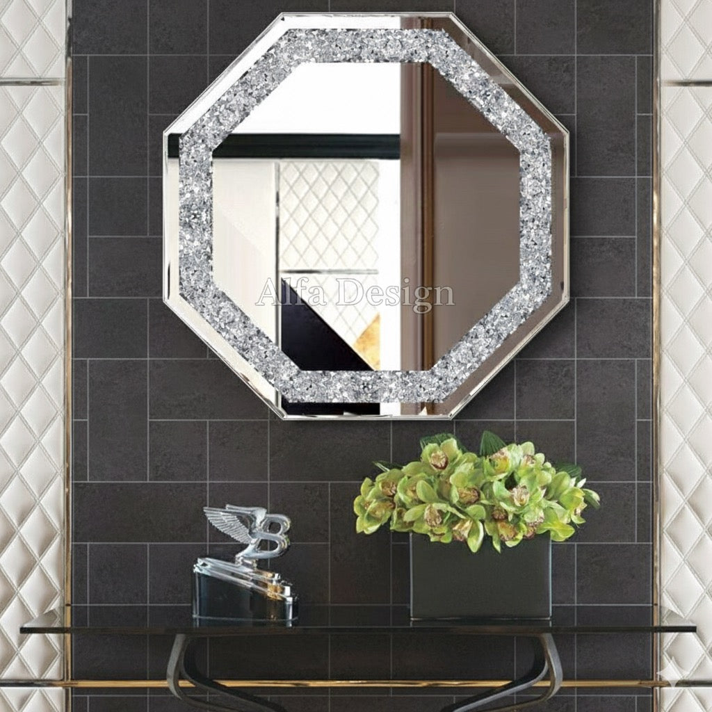 Octagonal Diamond Crush Crystal Mirror