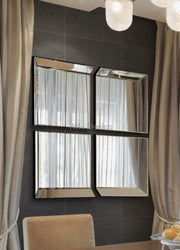 All Glass Modern 4 Panel Tray design Wall Mirror