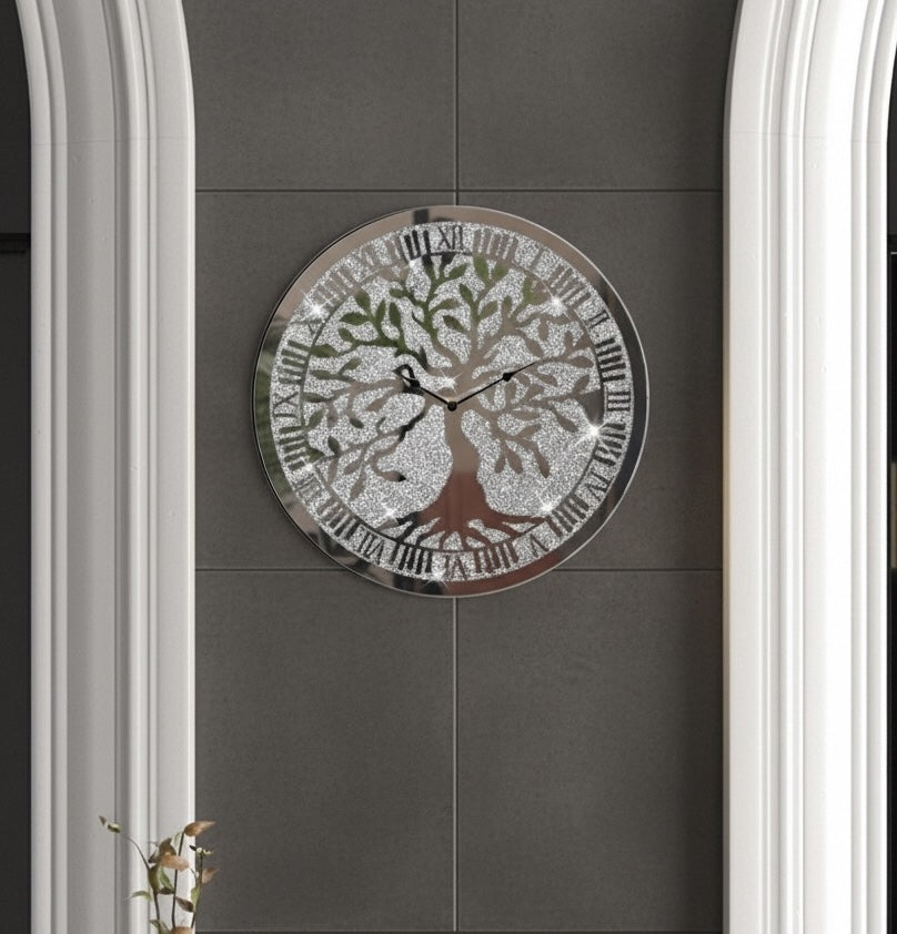 Crushed Diamond Mirrored Wall Clock