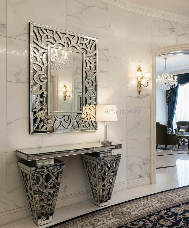 Contemporary Console Table with Mirror