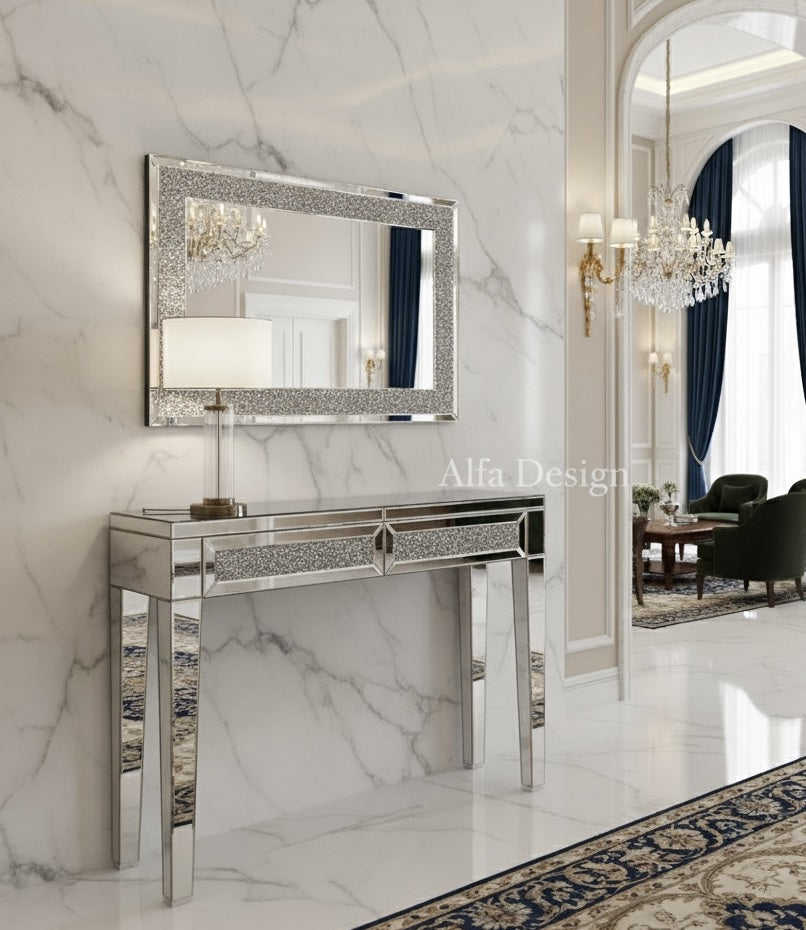 Decorative Wall Mirror With Crushed Diamond Table