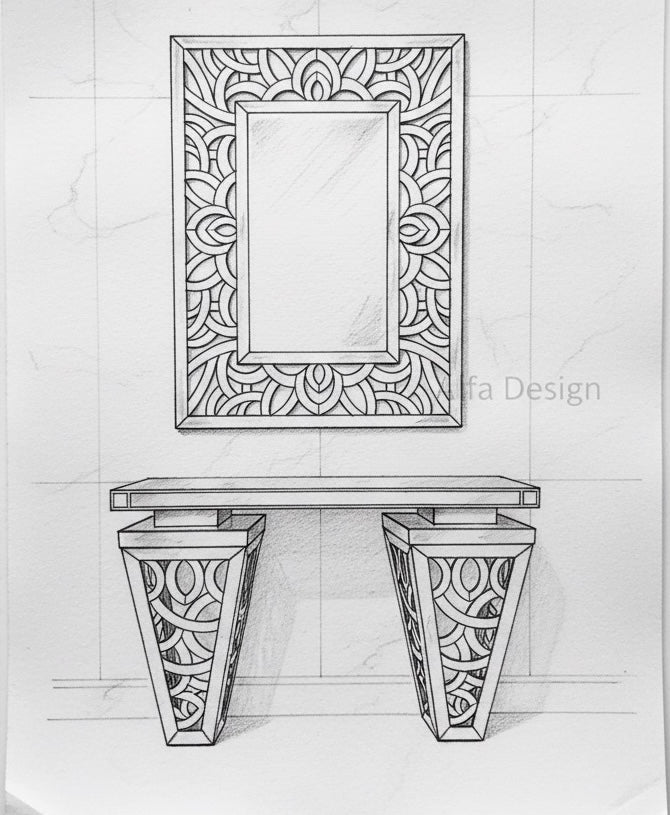 Contemporary Console Table with Mirror