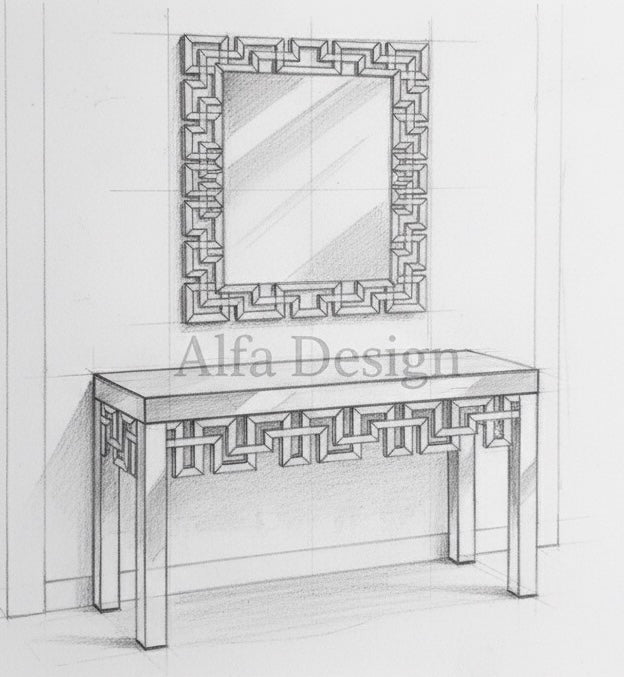 Contemporary Console Table with Mirror