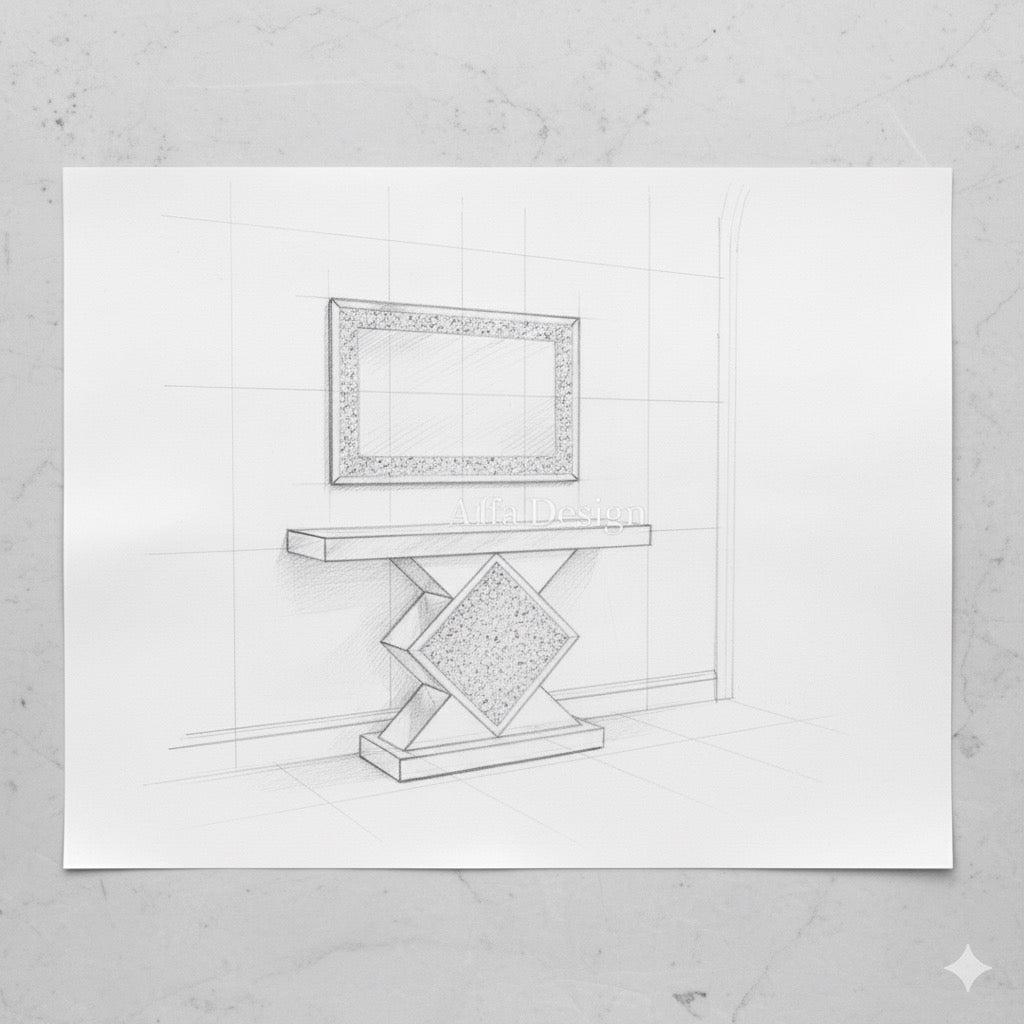 Diamond Crush Console Table and Wall Mirror Set