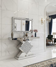 Diamond Crush Console Table and Wall Mirror Set