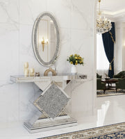 Diamond Crush Console Table and Wall Mirror Set