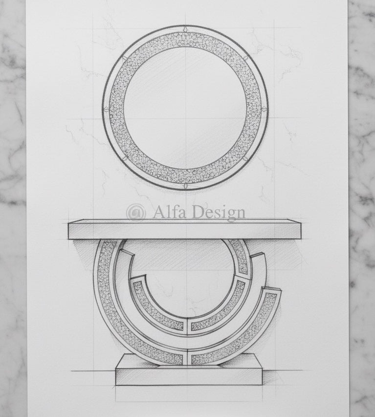 Diamond Crush Console Table with Mirror