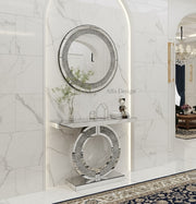 Diamond Crush Console Table with Mirror