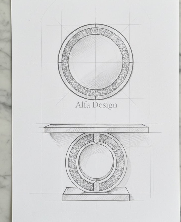 Diamond Crush Console Table with Mirror