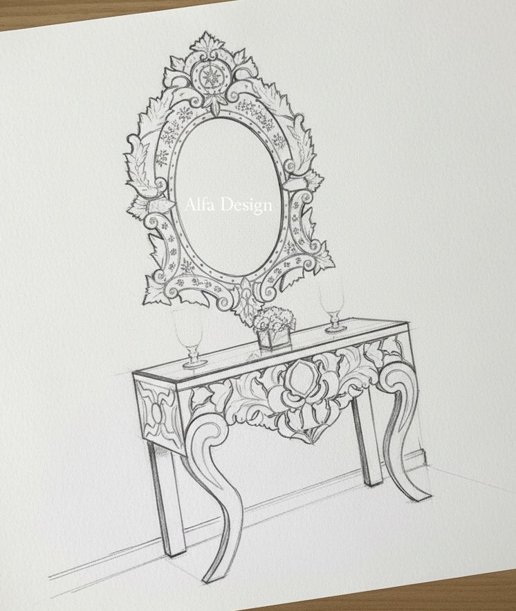 Venetian Console Table with Mirror