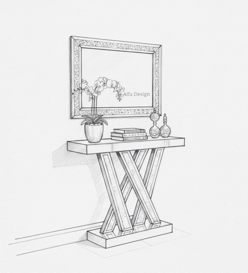 35.4" Console Table and Wall Mirror Set