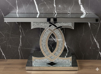 Mirrored Diamond Crush Console Table