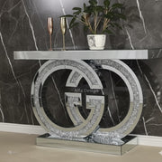 O-Shaped Base Diamond Crush Console Table