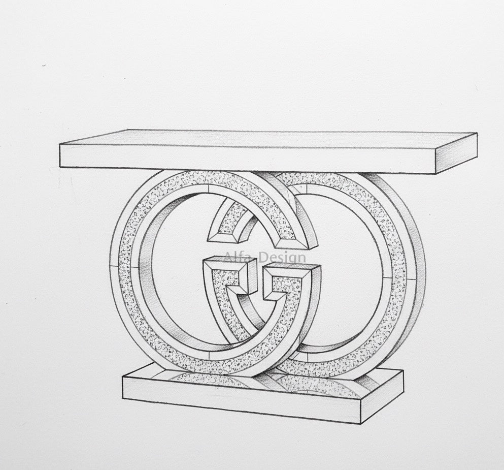 O-Shaped Base Diamond Crush Console Table