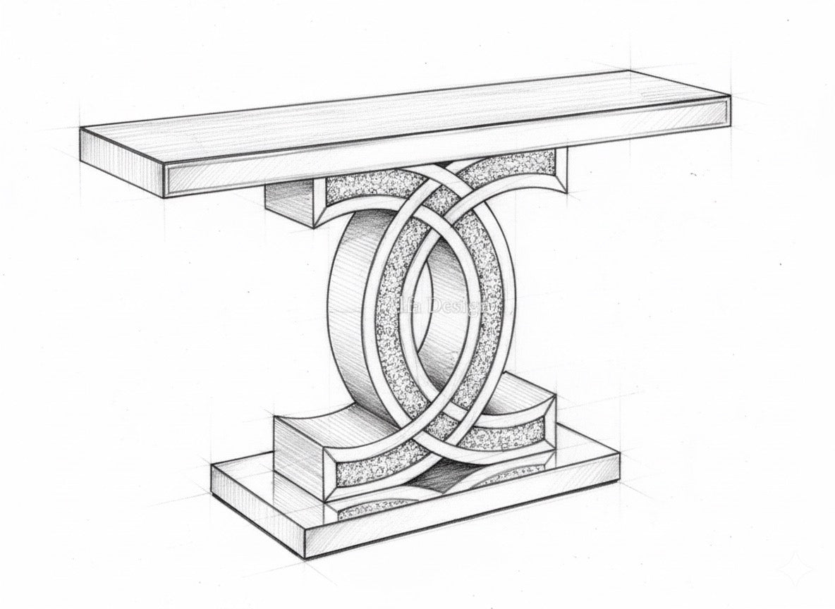 Mirrored Diamond Crush Console Table