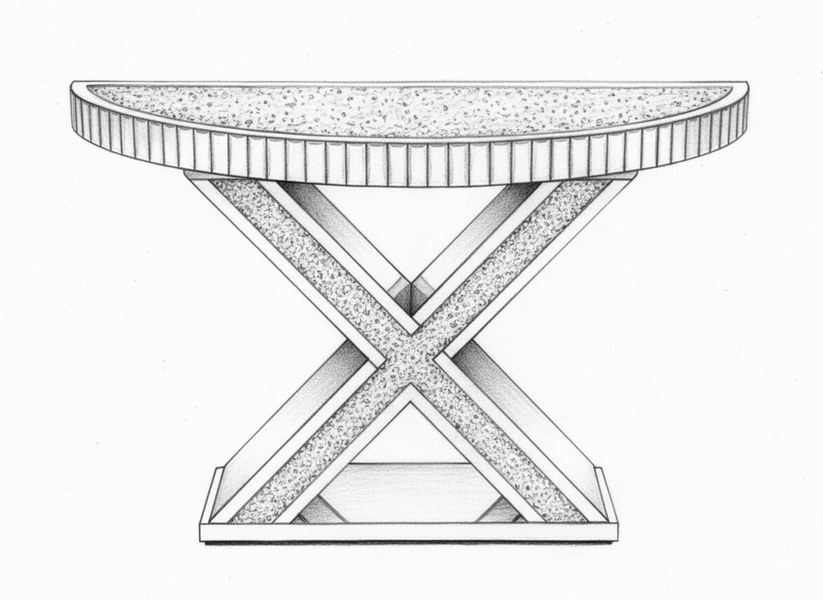 Mirrored Diamond Crush Console Table