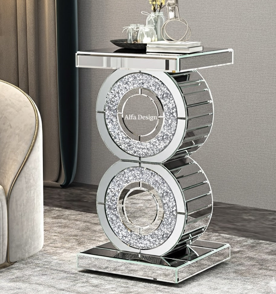 Mirrored End Table Crushed Diamond Coffee Table