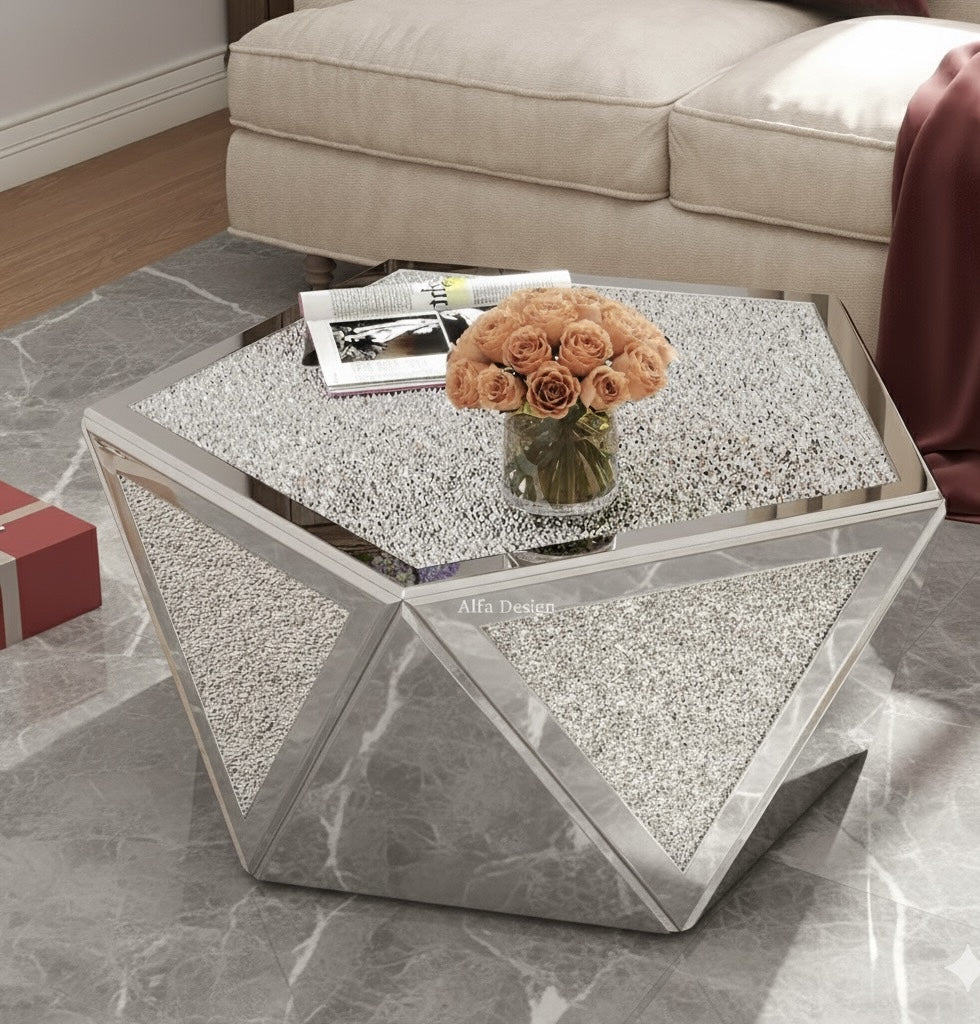 Bideford Silver Coffee Tables With Mirror Surface