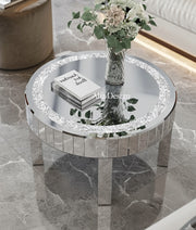 Round Mirrored Diamond Crush Coffee Table