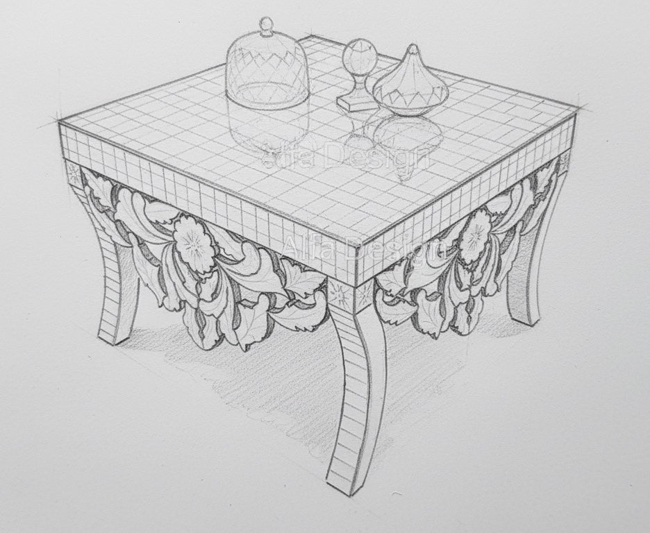 Square Venetian Mirrored Diamond Crush Coffee Table