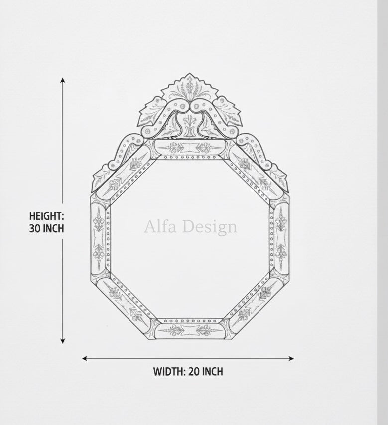 Black Octa Model Wall Venetian Mirror