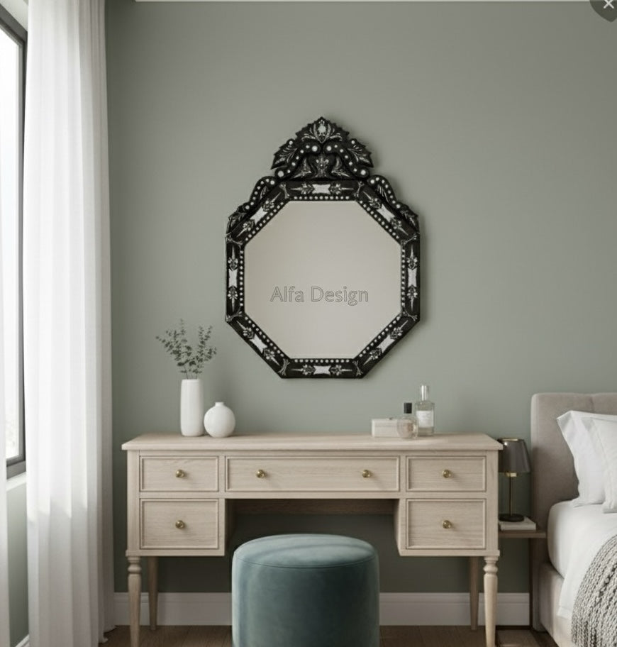 Black Octa Model Wall Venetian Mirror