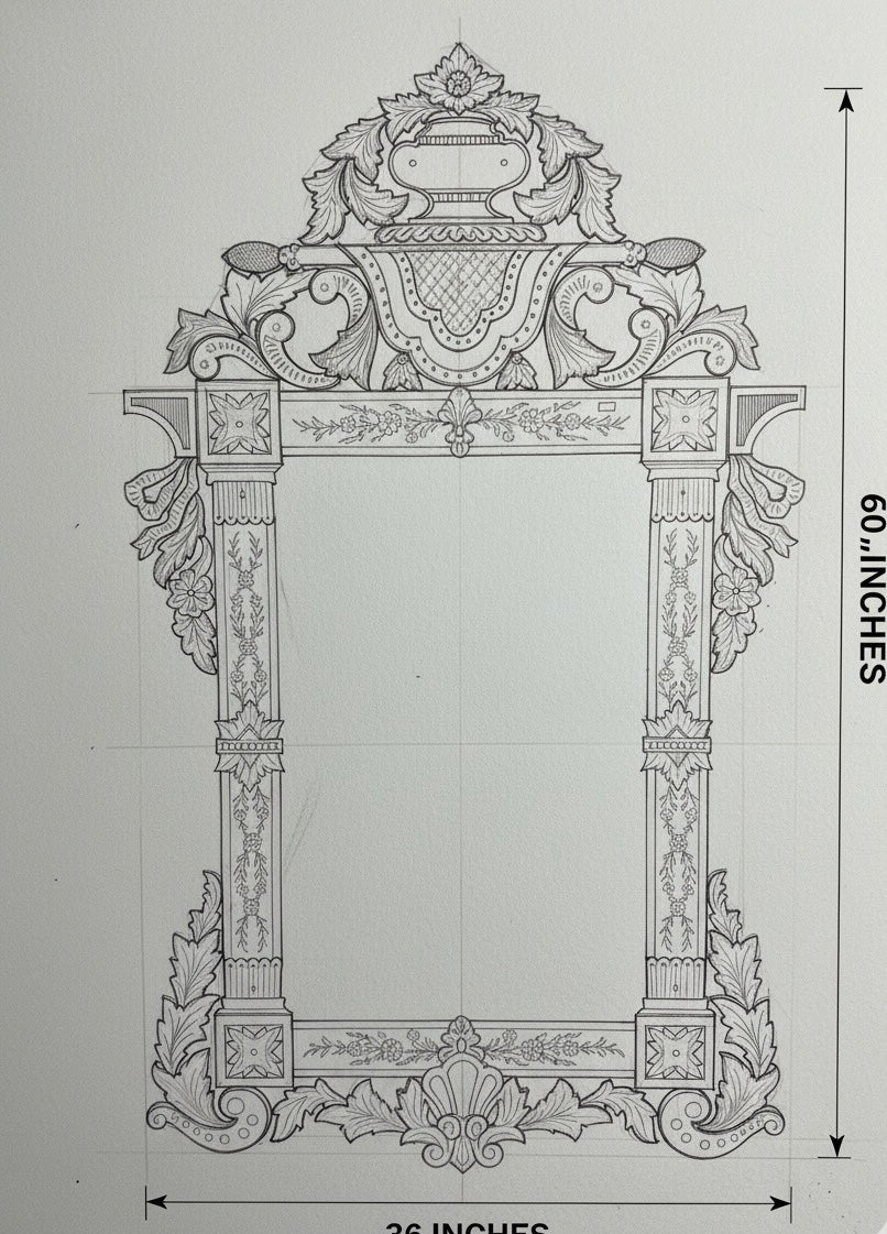 Antique Wall Mirror Italian Venetian Inspired