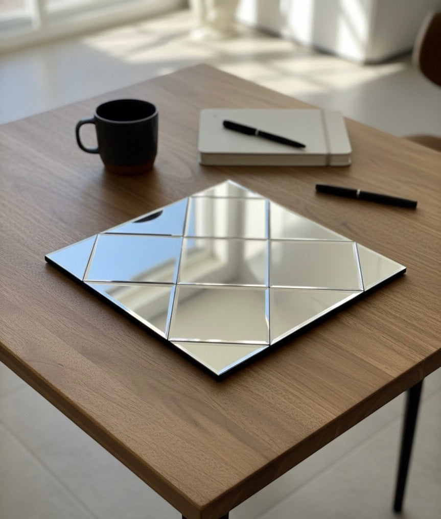 Square diamiond Cut Wall Bevelled Mirror set of 6