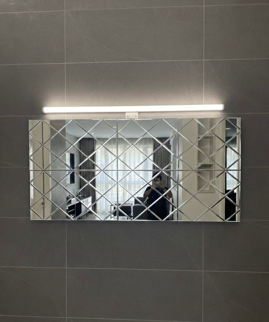 Square diamiond Cut Wall Bevelled Mirror set of 6