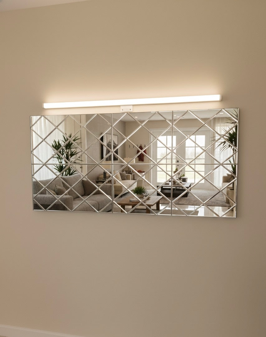 Square diamiond Cut Wall Bevelled Mirror set of 6