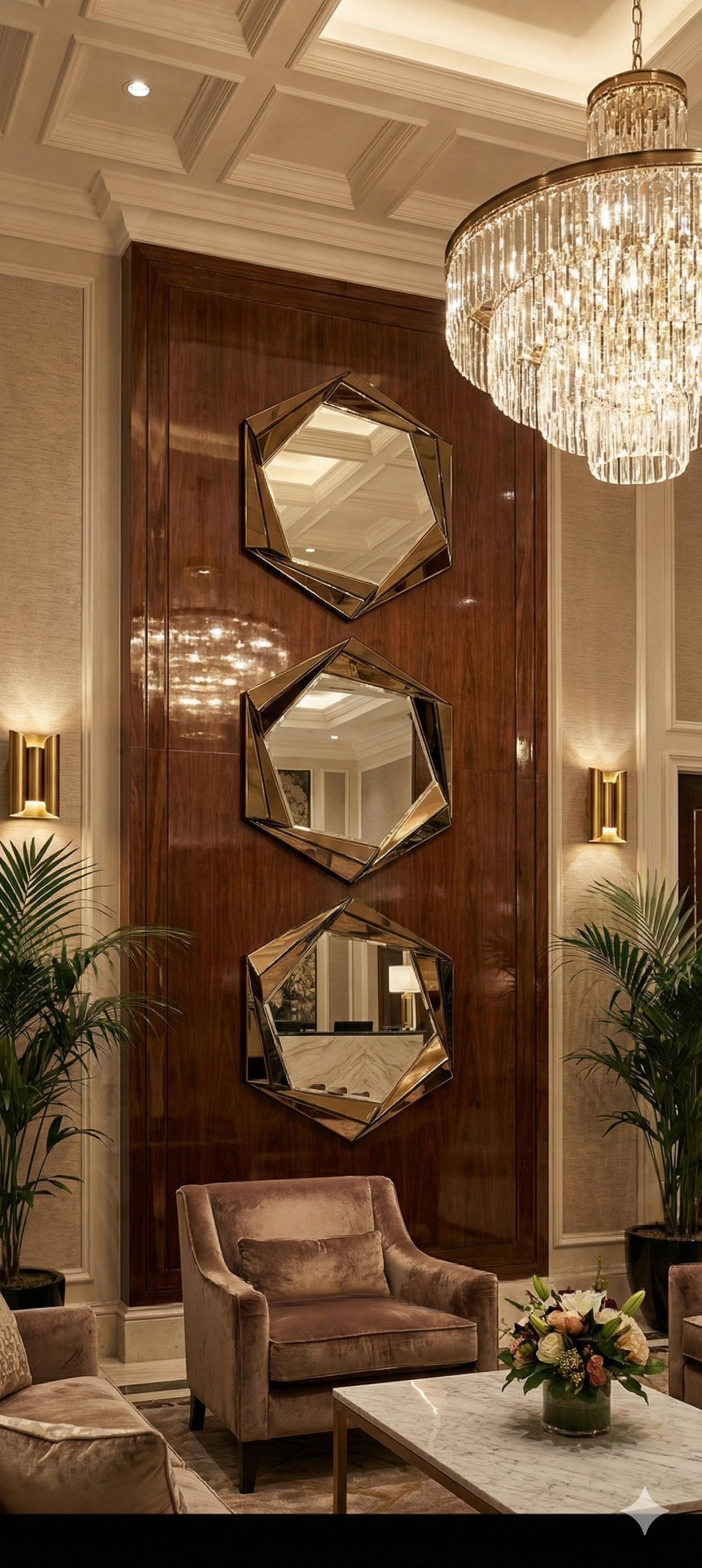 Octagonal Wall Bevelled Mirror ( Pack of 3)