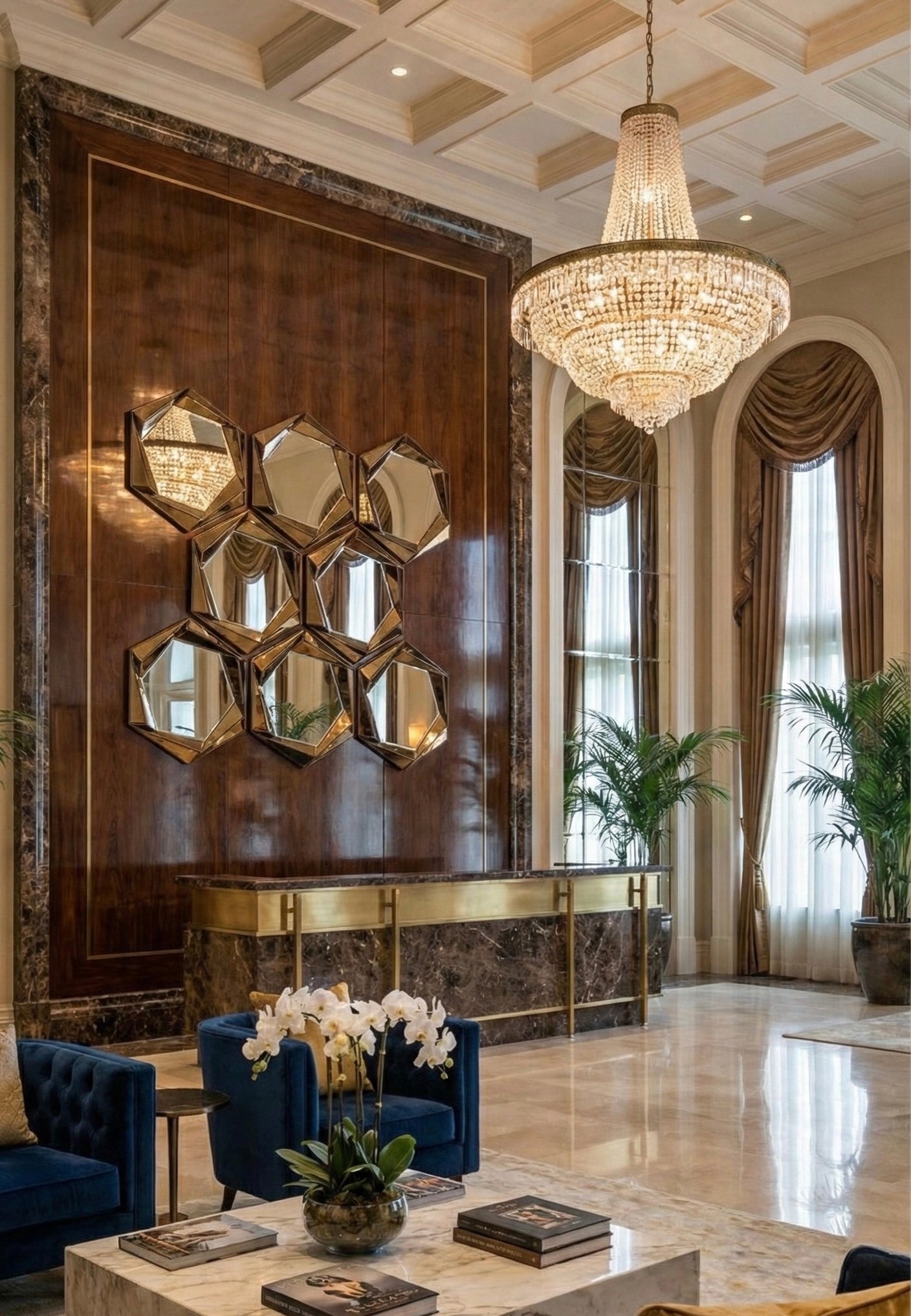 Octagonal Wall Bevelled Mirror ( Pack of 3)