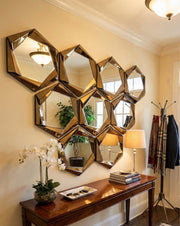 Octagonal Wall Bevelled Mirror ( Pack of 3)