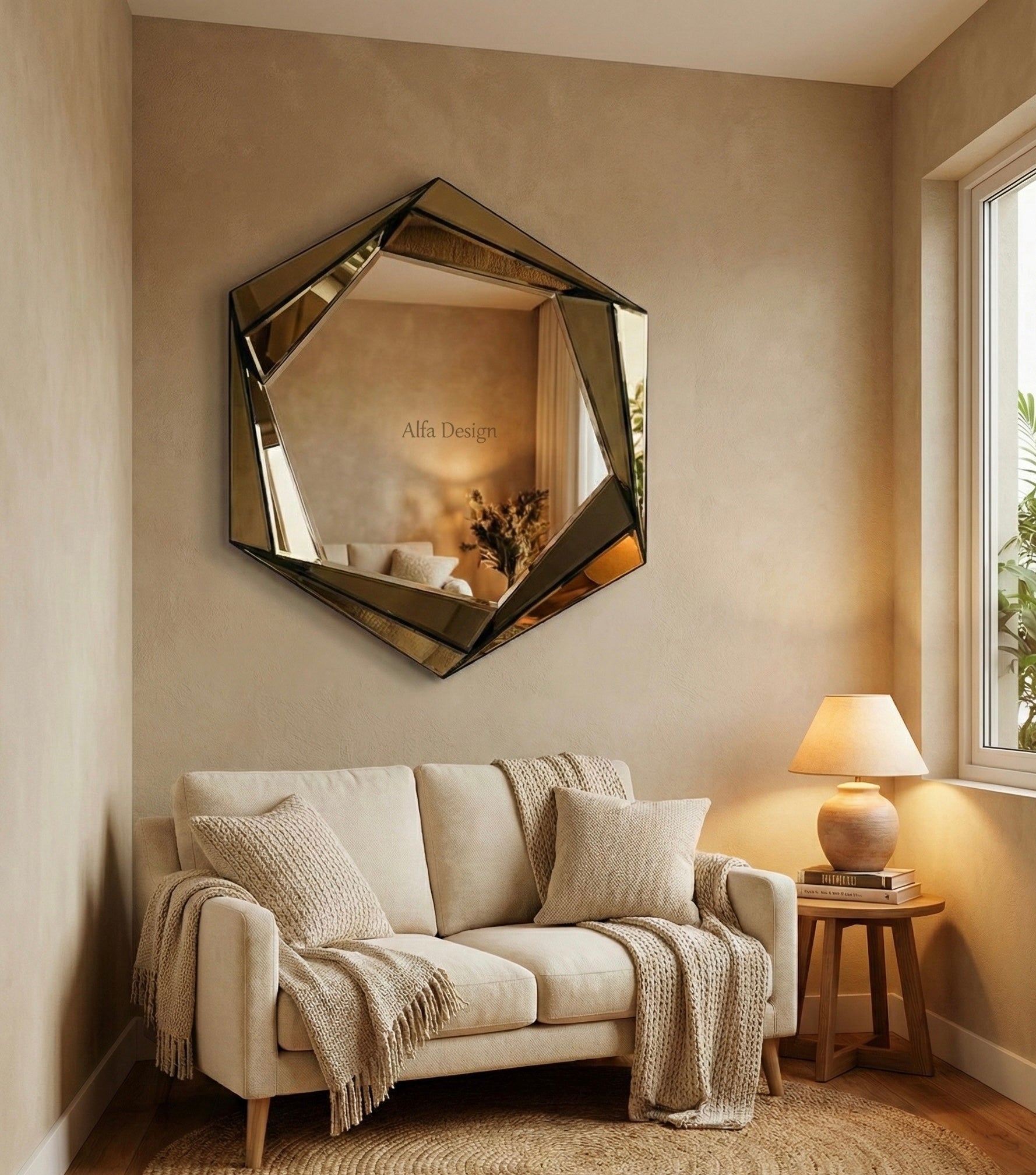 Octagonal Wall Bevelled Mirror ( Pack of 3)