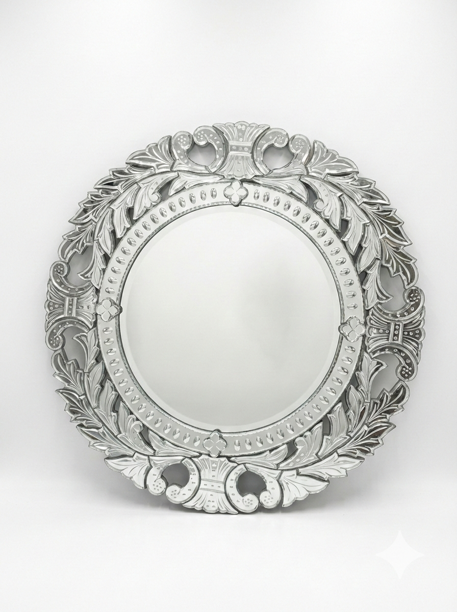 Round Venetian Antique Wall Mirror Italian Finished