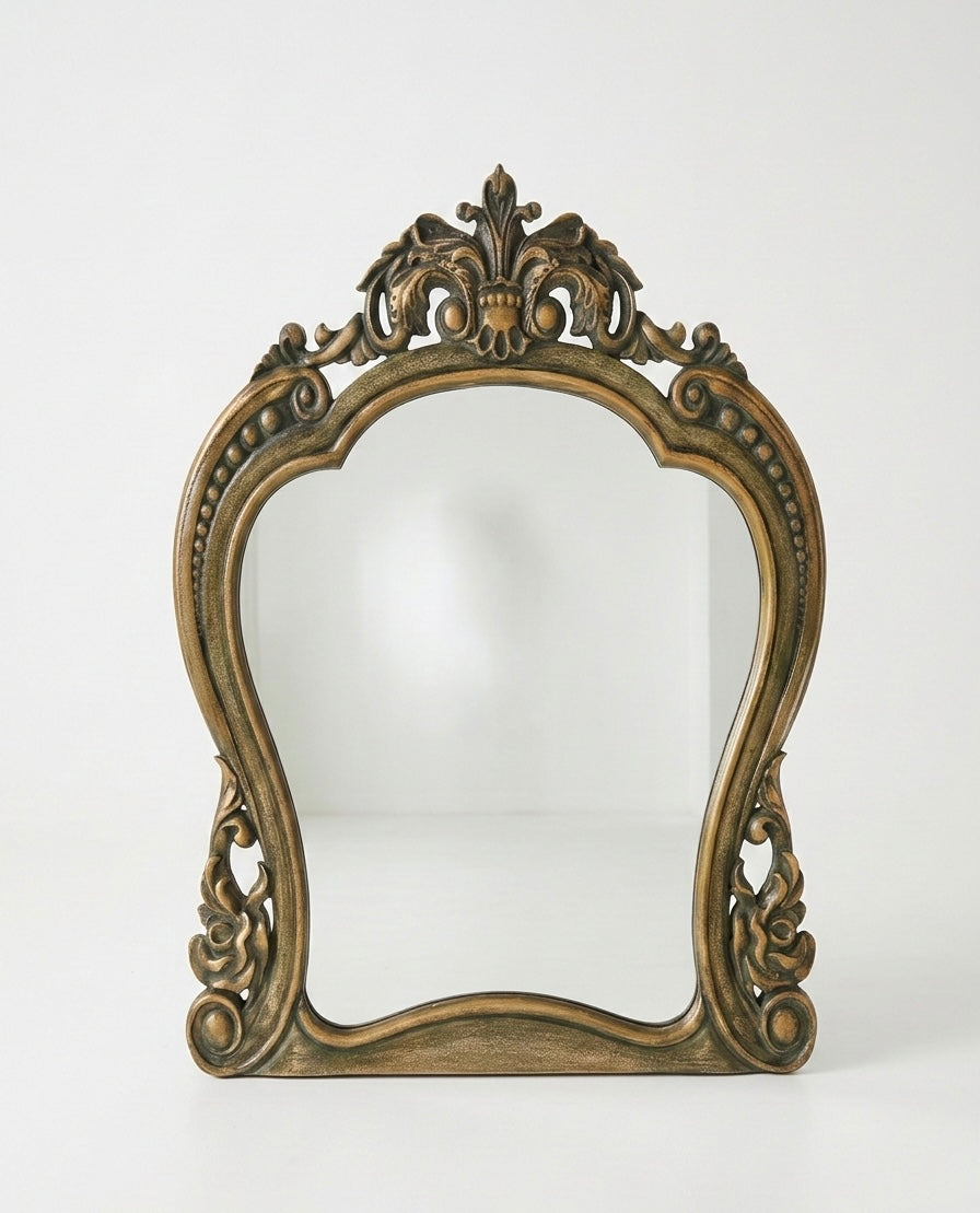French Antique Wood Vintage Mirror