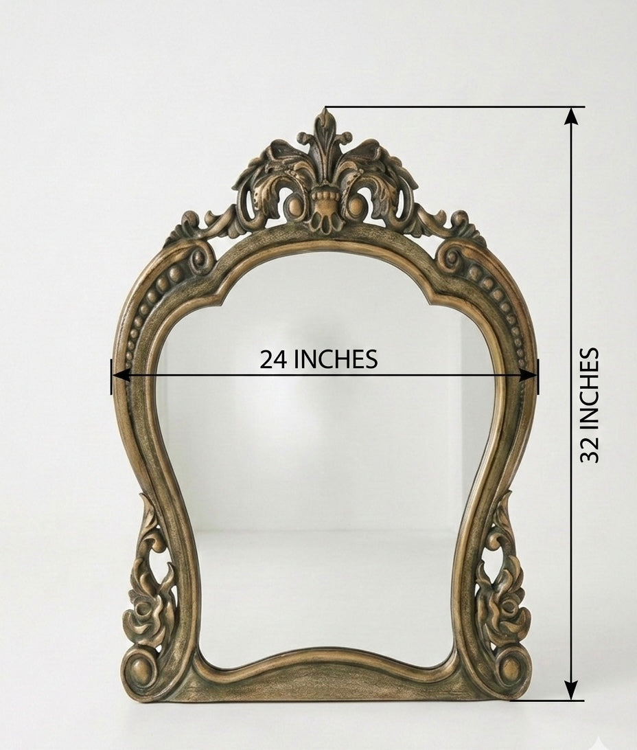 French Antique Wood Vintage Mirror