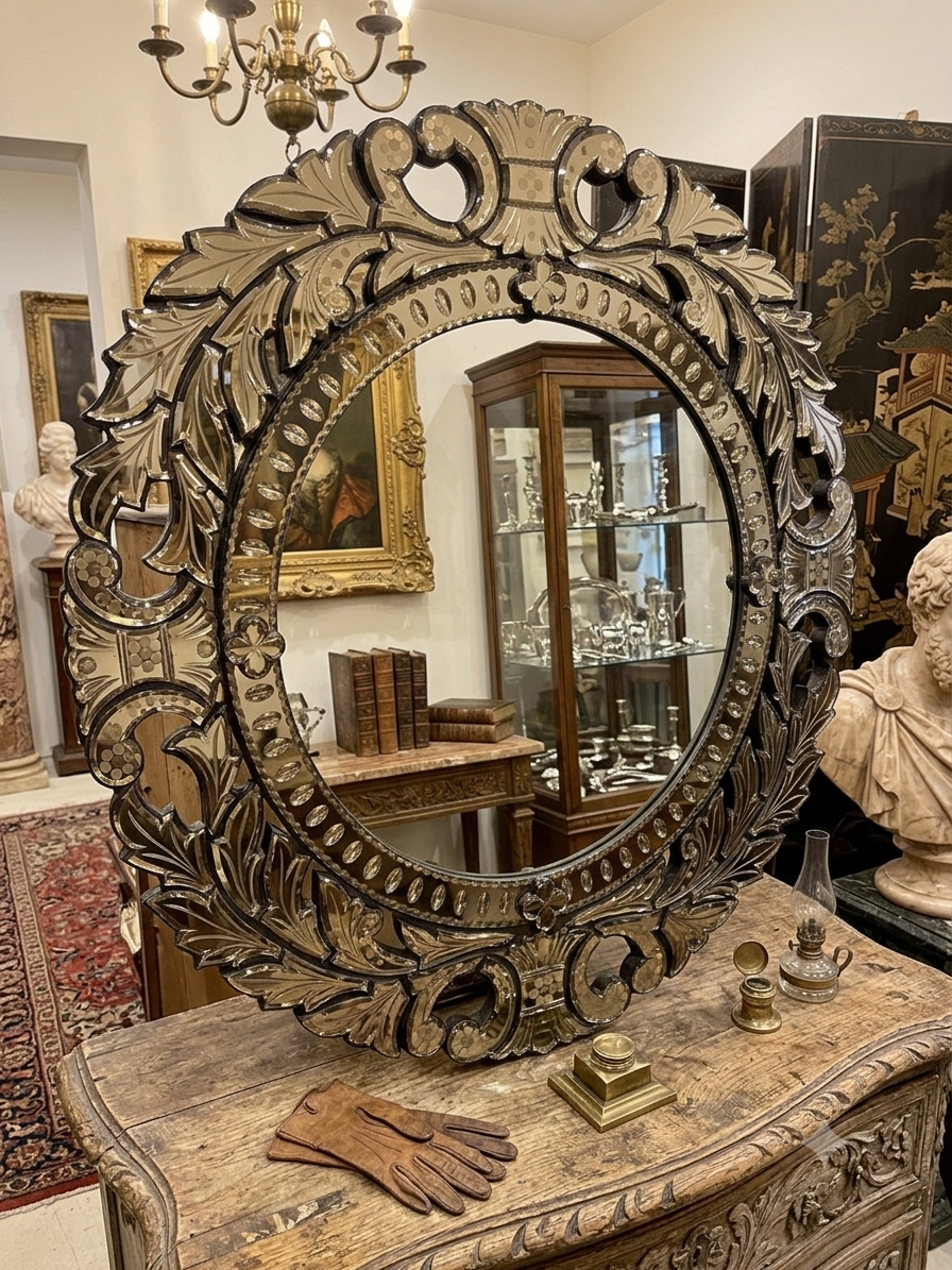 Round Venetian Antique Wall Mirror Italian Finished