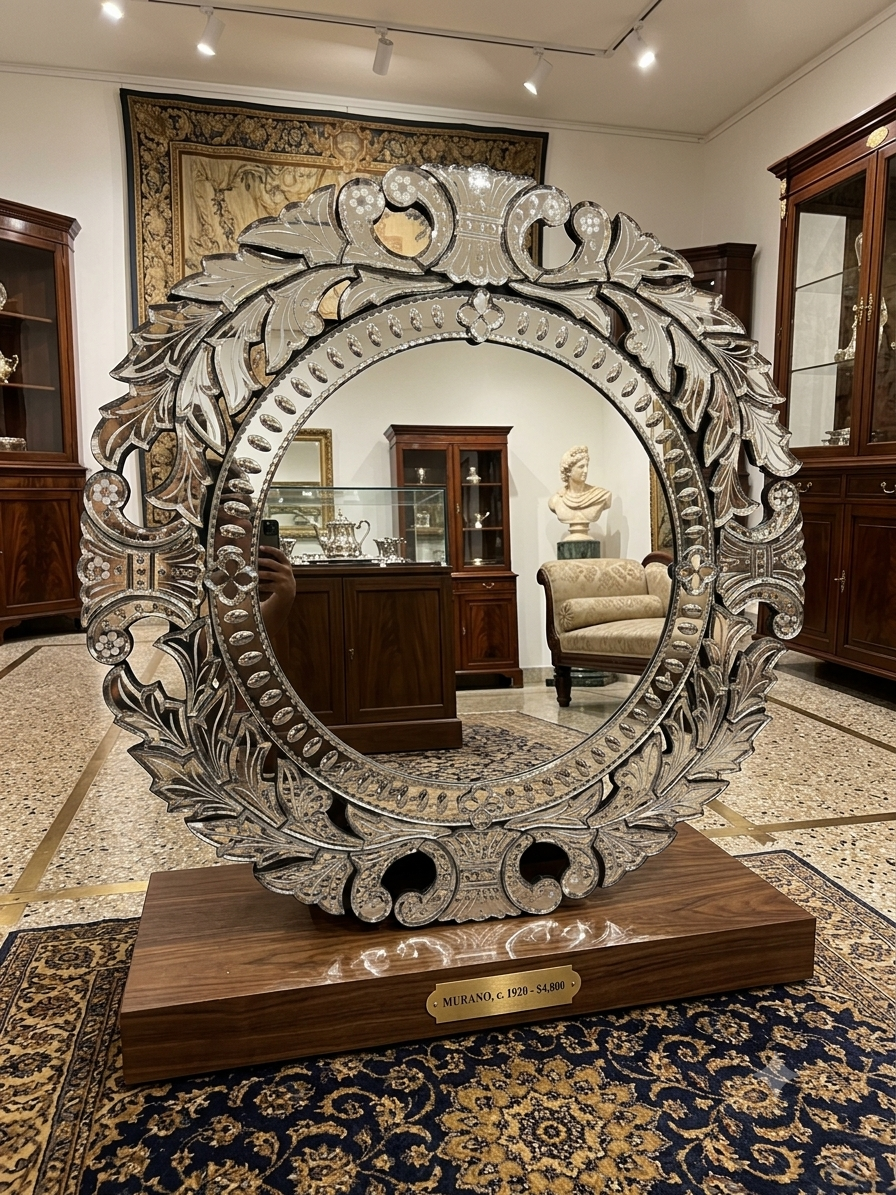 Round Venetian Antique Wall Mirror Italian Finished