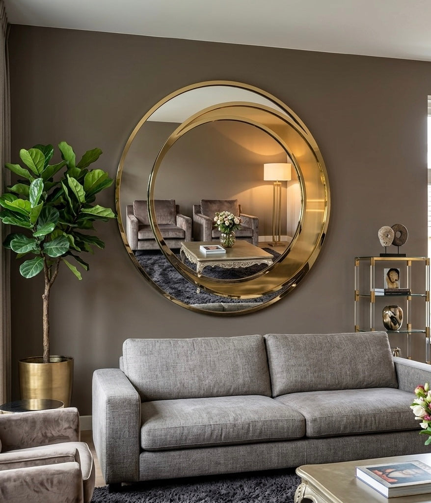 SS PVD Coated Gold Multilayer Wall Mirror