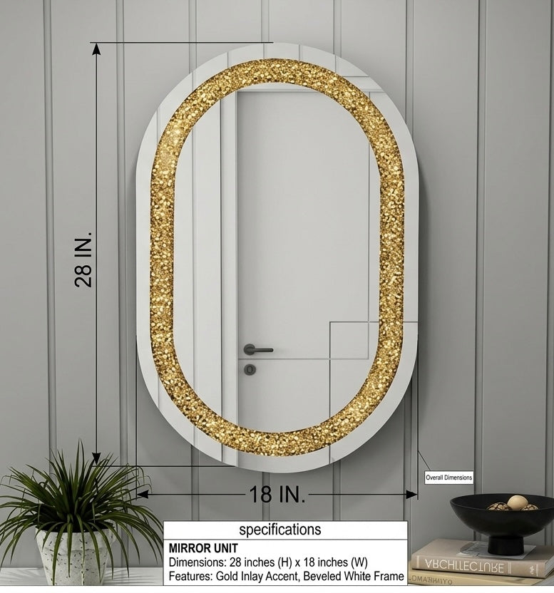 Oval Capsule Diamond Crush Crystal Mirror
