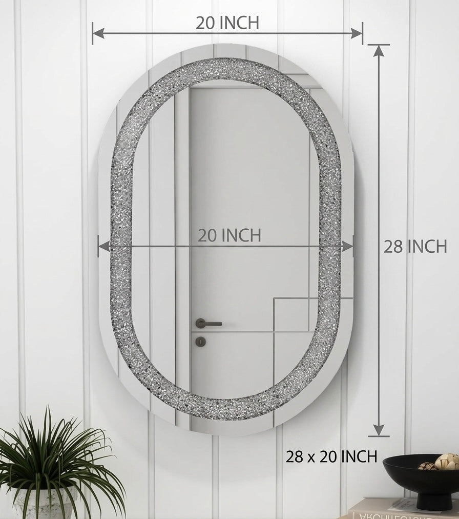 Diamond Crush LED Crystal Rectangular Frontlite Mirror