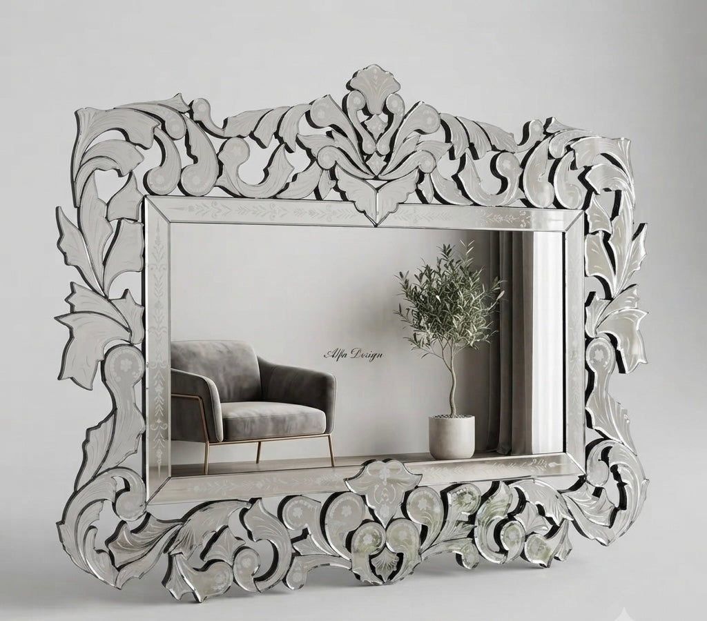 French Crown Venetian Wall Mirror