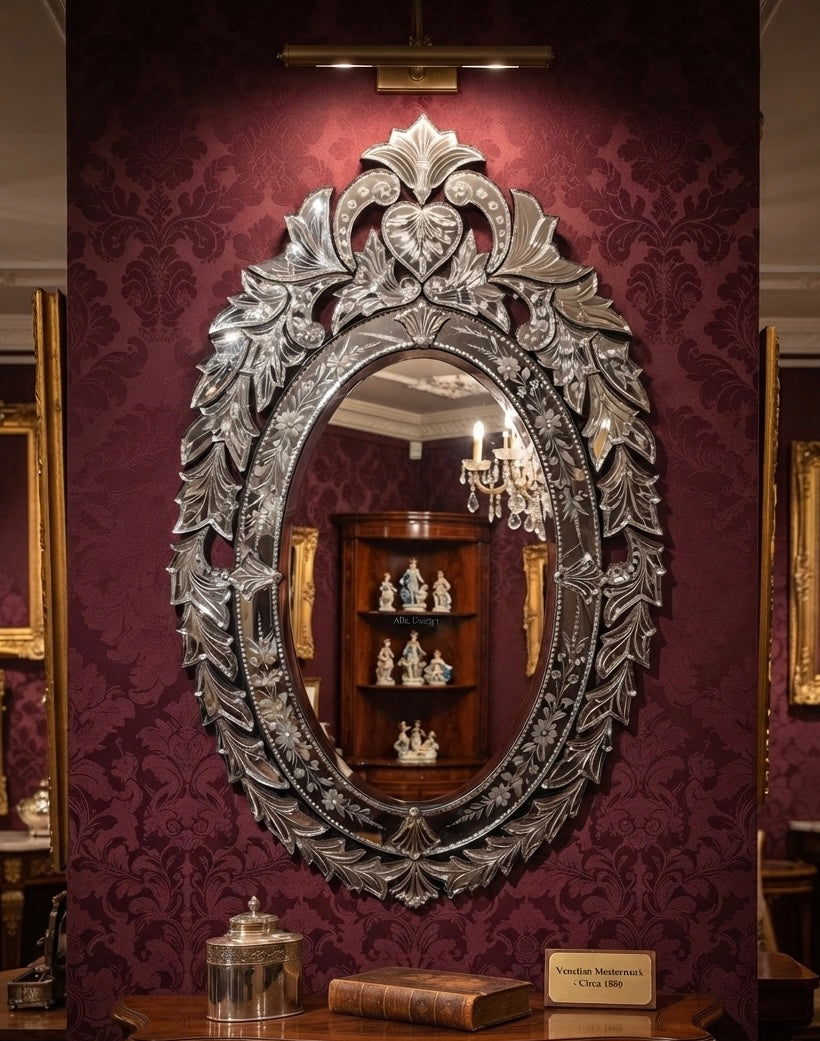 Wall Mirror Venetian-Inspired Oval-Shaped