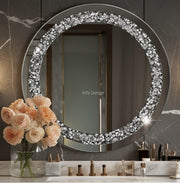 Diamond Crush Crystal Round Wall Mirror
