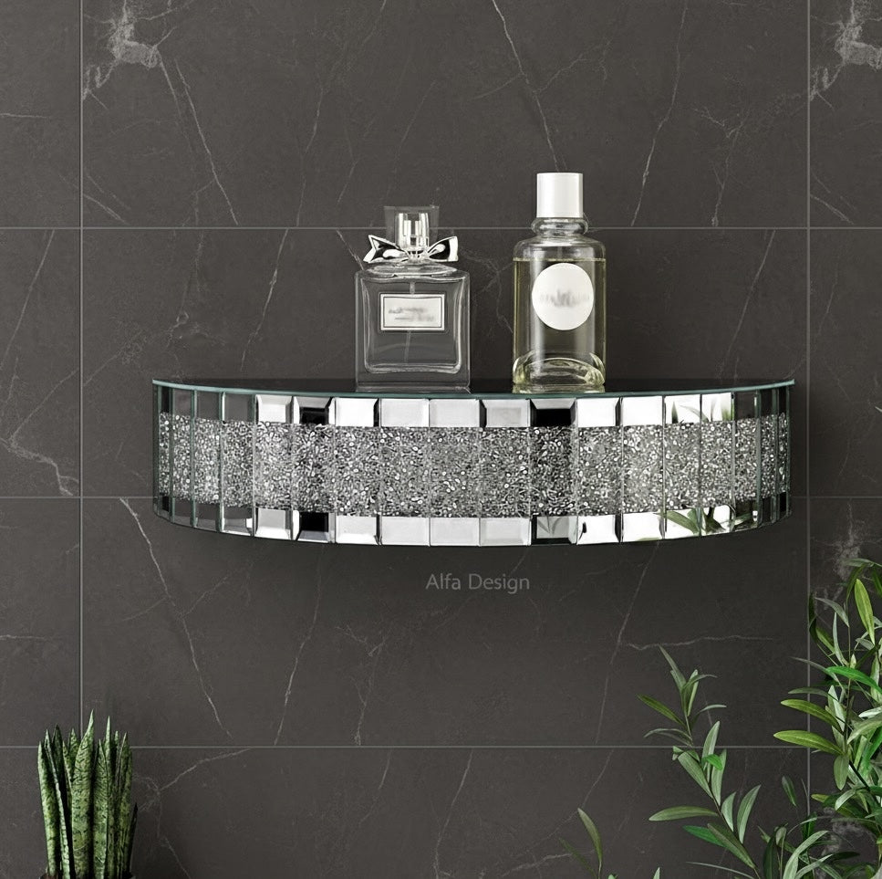 Diamond Crush Mirrored Floating Shelf