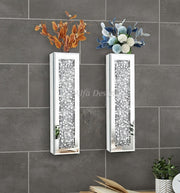 Flower Vase Crushed Diamond Mirrored Hanging Planter Set of 2