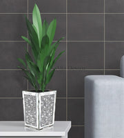 Flower Vase Crushed Diamond Mirrored Planter
